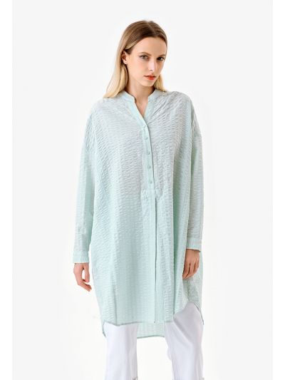 Wrinkle Textured Solid Striped Blouse
