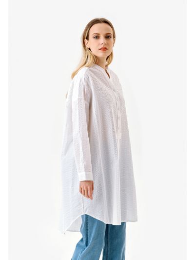 Wrinkle Textured Solid Striped Blouse