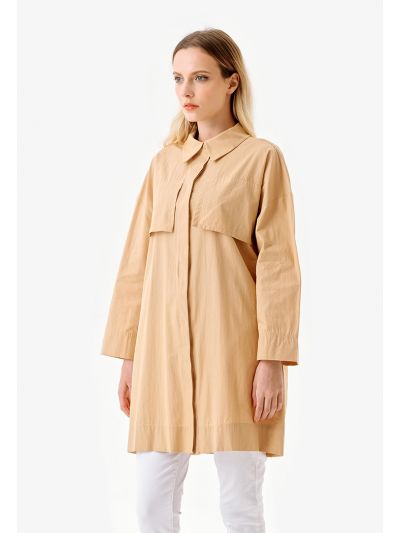 Front Flap Loose Fit Buttoned Shirt