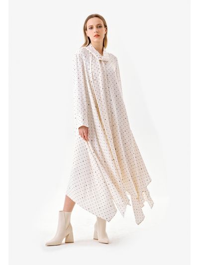 Polka Dots Two Tone Asymmetrical Dress