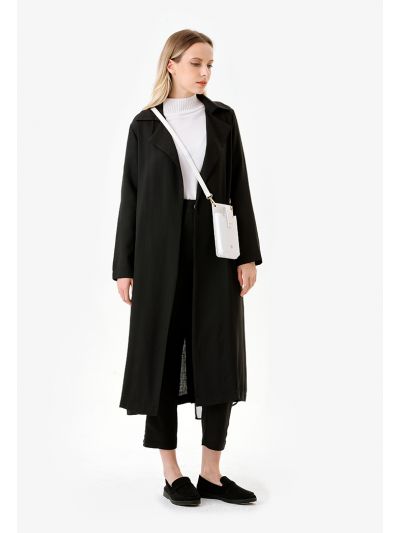 Solid Blazer Design Notched Long Abaya