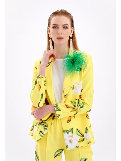 Floral Print Blazer With Self Tie Belt -Sale