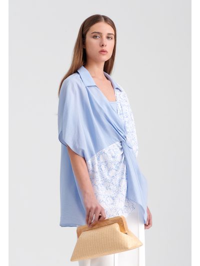Classic Twisted Front Printed Blouse -Sale