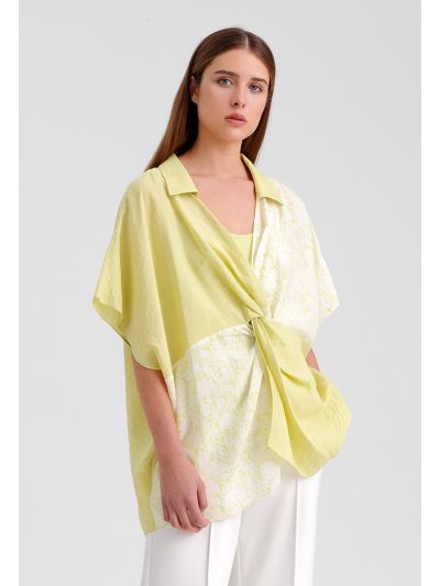 Classic Twisted Front Printed Blouse -Sale