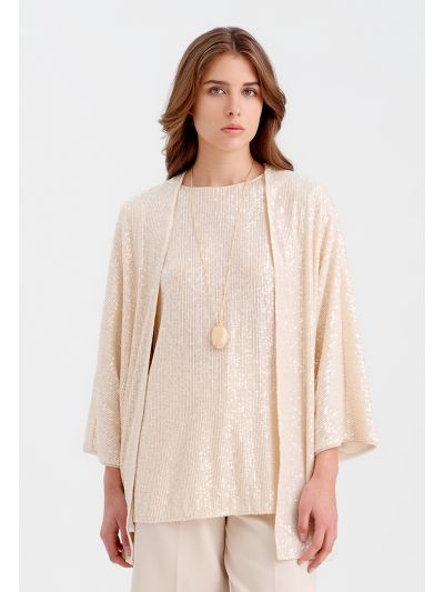 Front Open Sequenced Short Kimono -Sale
