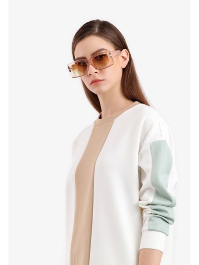 Single Line Stripe Two Tone Blouse -Sale