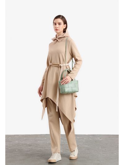 Solid Wrap Pullover Straight Leg Trouser -Sale