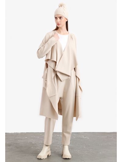 Solid Asymmetrical Pattern Baggy Trouser -Sale