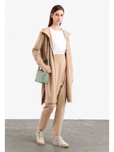 Solid Hi-Rise Tapered Leg Trouser  -Sale