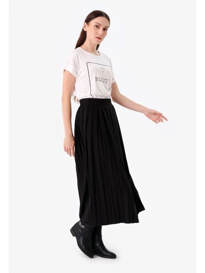 Box Pleated Maxi Solid Skirt -Sale