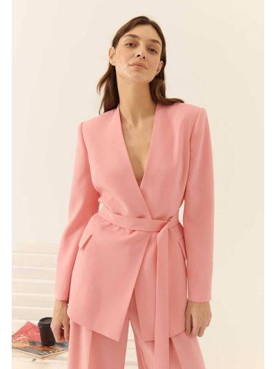 Roman Bound Cut Out Detailed Jacket Pink