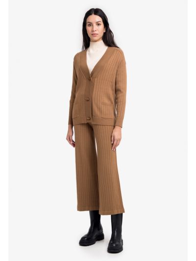 Rib-Knit Solid Trouser 