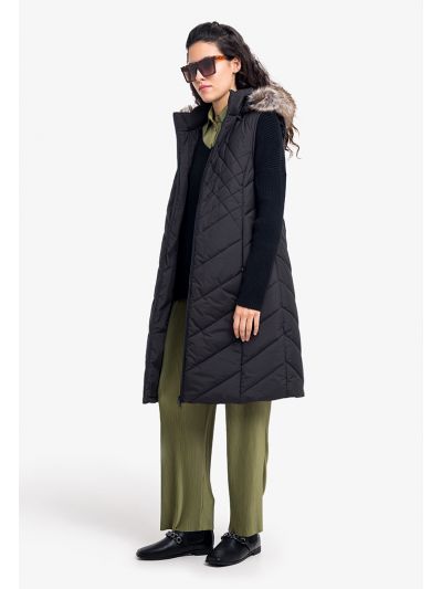 Quilted Puffer Midi Solid Jacket