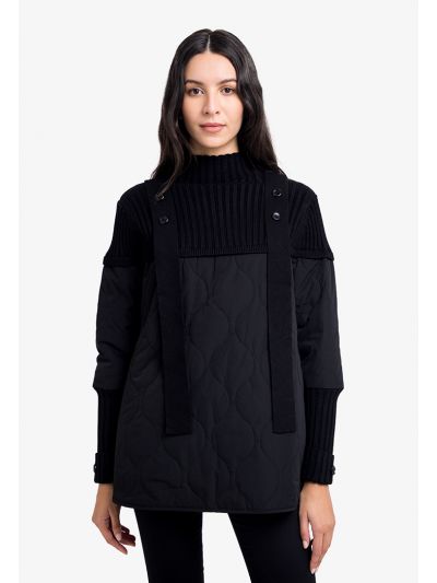 Knitted Quilted Solid Strap Outerwear -Sale