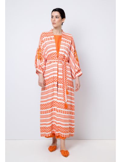 Contrast Long Balloon Sleeves Abaya
