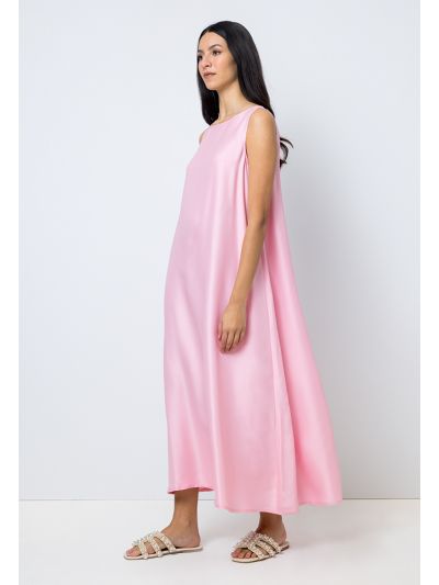 Solid Sleeveless Crew Neck Dress