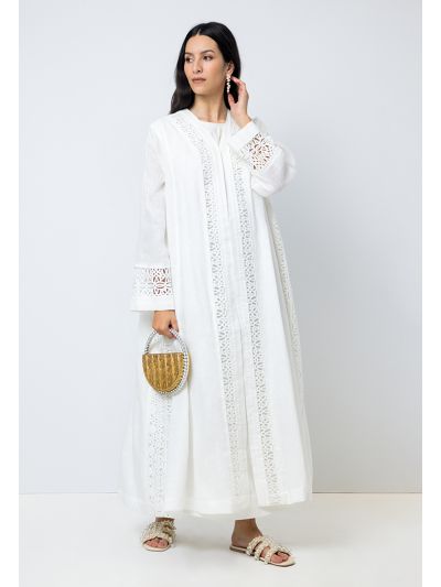 Long Sleeves Crochet Maxi Abaya