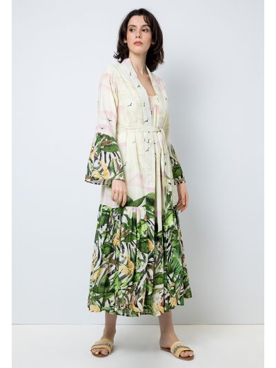Printed Belted Maxi Abaya