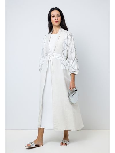 Allover Sequined Balloon Sleeves Maxi Abaya