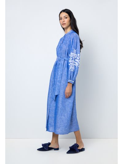 Solid Embroidered Maxi Dress