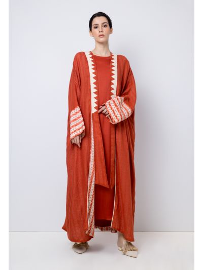 Embroidered Kimono Sleeves Maxi Abaya