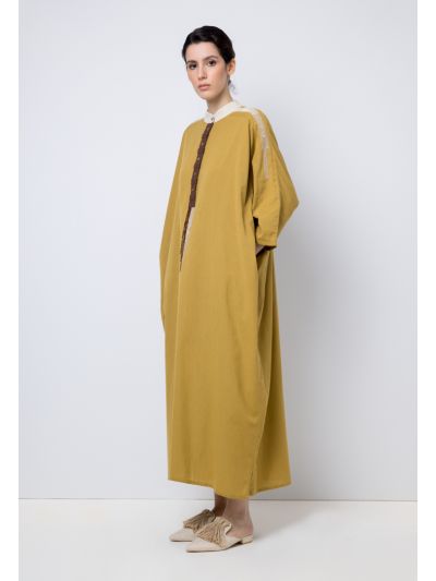 Embroidered Kimono Sleeves Maxi Dress