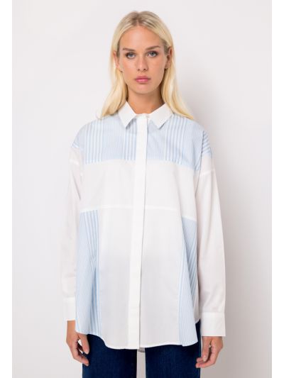 Drop Shoulder Oversized Striped Shirt