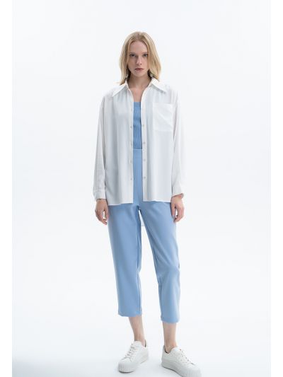 Solid Mid-Rise Pants with Pockets