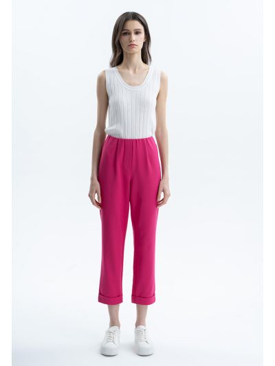 Solid Trouser With Folded Hem