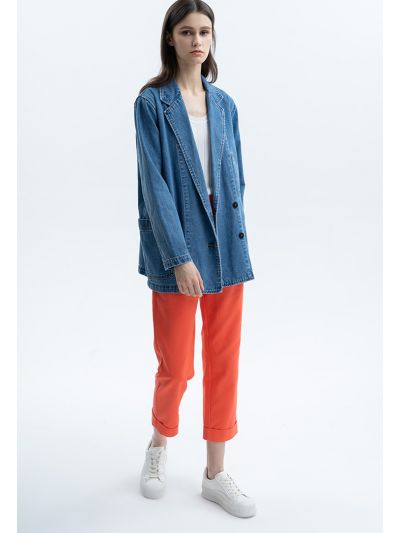 Solid Trouser With Folded Hem