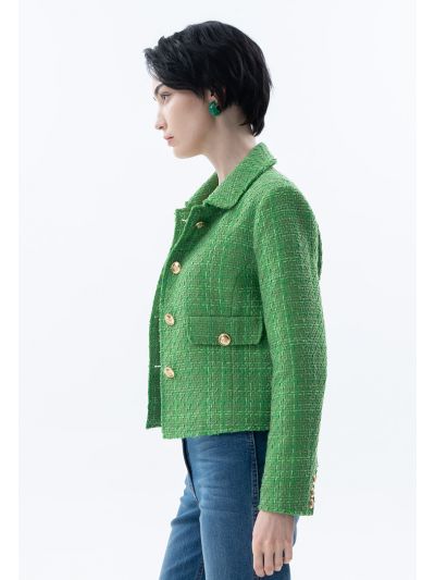 Solid Tweed Long Sleeve Blazer -Sale