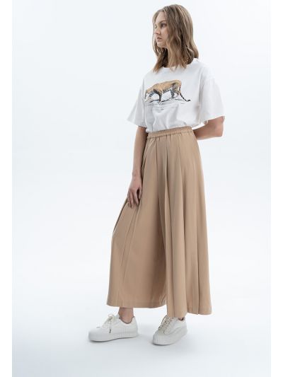 Wide Hem Fold Solid Trouser