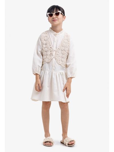 Floral Crochet Vest and Dress Set