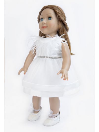 Sleeveless Embellished Faux Feather Doll Dress