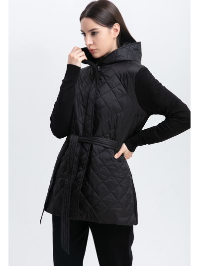 Stretch Neoprene And Diamond Quilted Hoodie Jacket