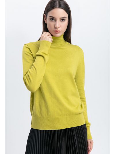 High Neck Single Color Knitwear -Sale