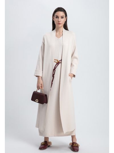 Open Front Knitted Long Cardigan
