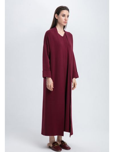 Open Front Knitted Long Cardigan
