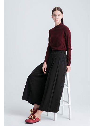 Wide Hem Fold Solid Trouser