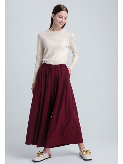 Wide Hem Fold Solid Trouser