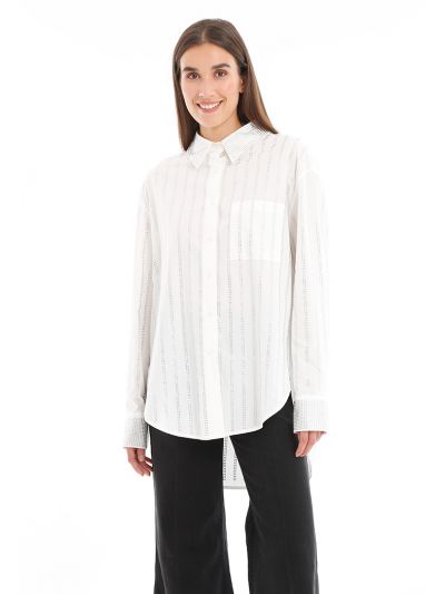 Crystal Stripe Solid Tunic Shirt