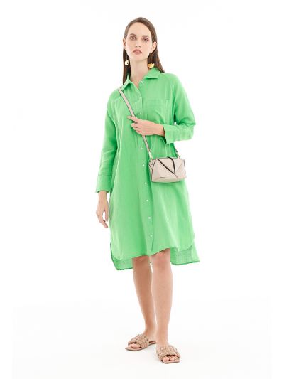 Solid Linen Midi Dress