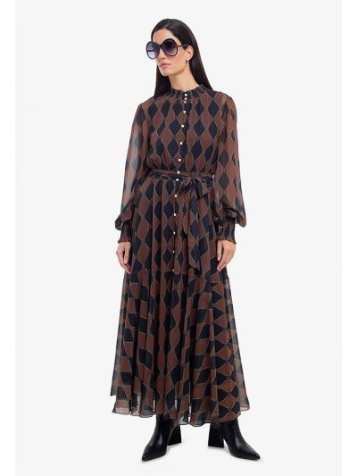 Gold Monogram Printed Maxi Dress