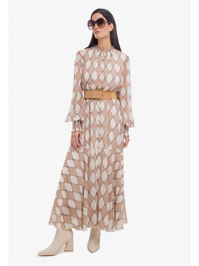 Gold Monogram Printed Maxi Dress