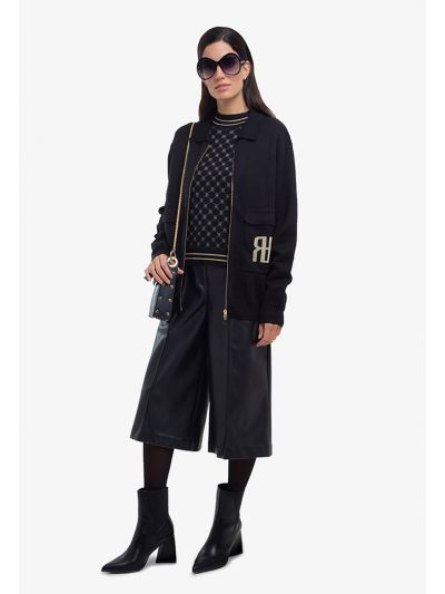 Wide Leg Solid Leather Trouser -Sale