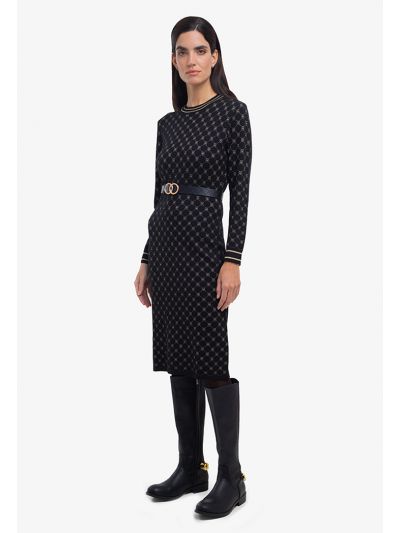 Two Tone Printed Knitted Maxi Dress -Sale