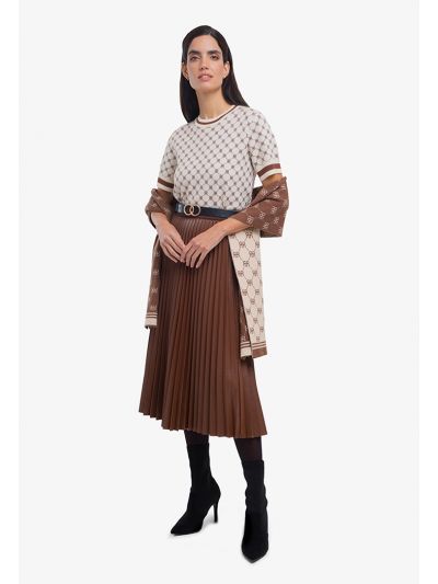 Leather Solid Pleated Maxi Skirt -Sale