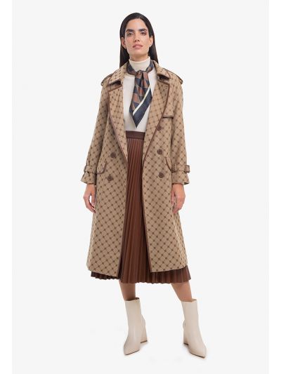 Inverse R Patterned Two Tone Coat