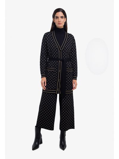 Embroidered Pattern Two Tone Straight Leg Trouser -Sale