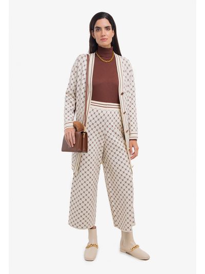 Wide Leg Contrast Knitted Trouser